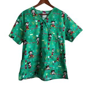 Micky Mouse‎ Christmas Scrubs Disney Top L Medical Uniform Nurse Workwear Dental